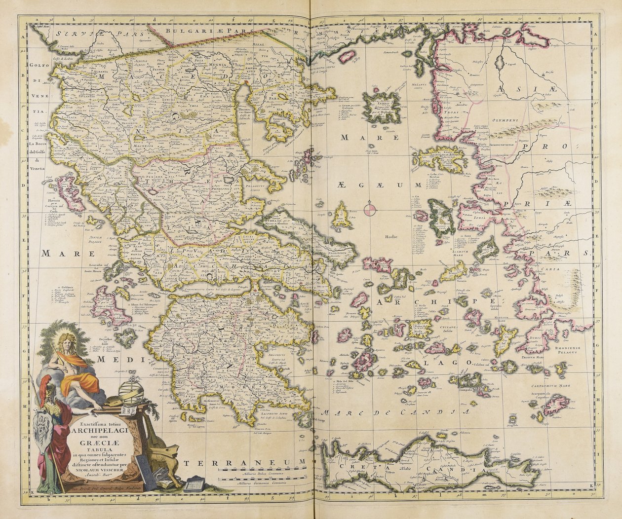 Exactissima totius archipelagi nec non Graeciae tabula in qua omnes subjacentes von Nicolaes Visscher