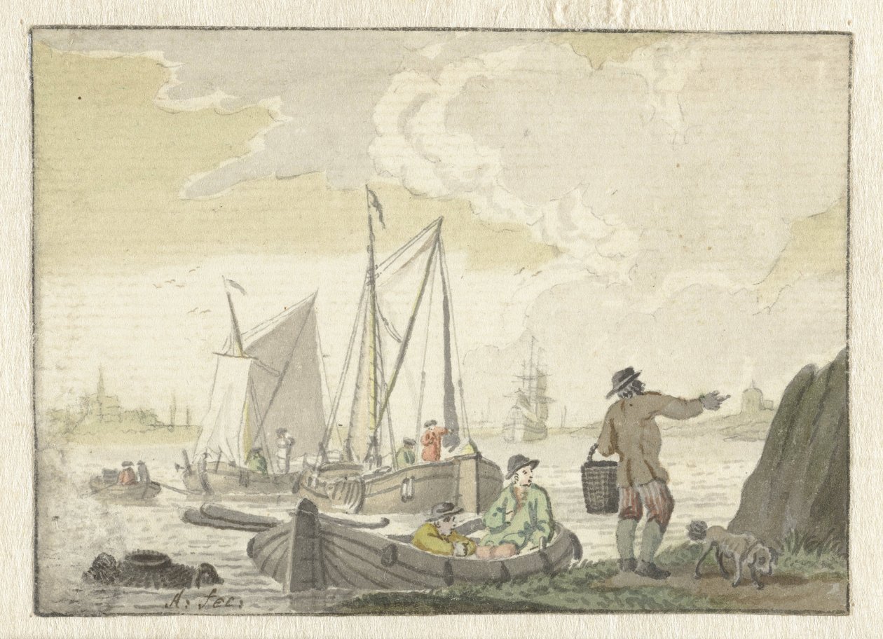 Flussansicht mit Schiffen von Nicolaes Aartman