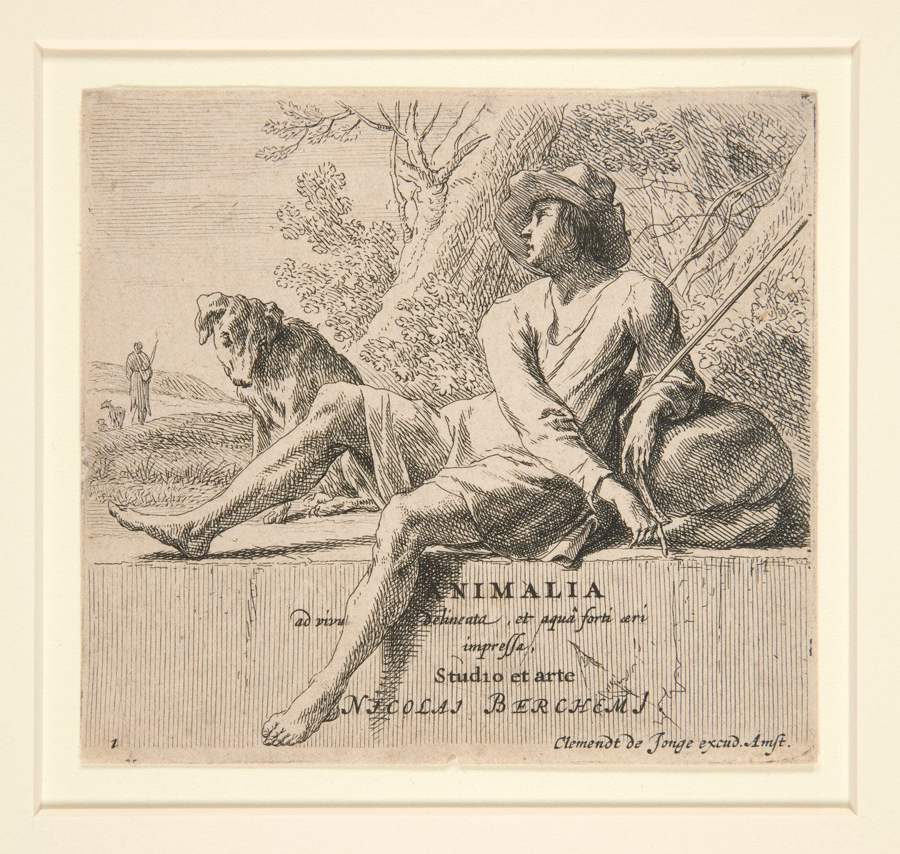Hirte sitzt auf einem Stein von Nicolaes Berchem