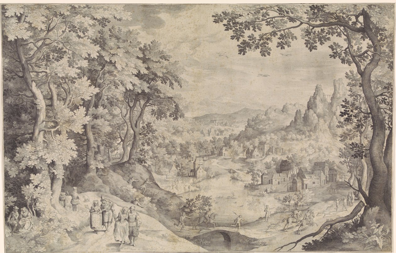 Landschaft mit Hirschjagd von Nicolaes de Bruyn