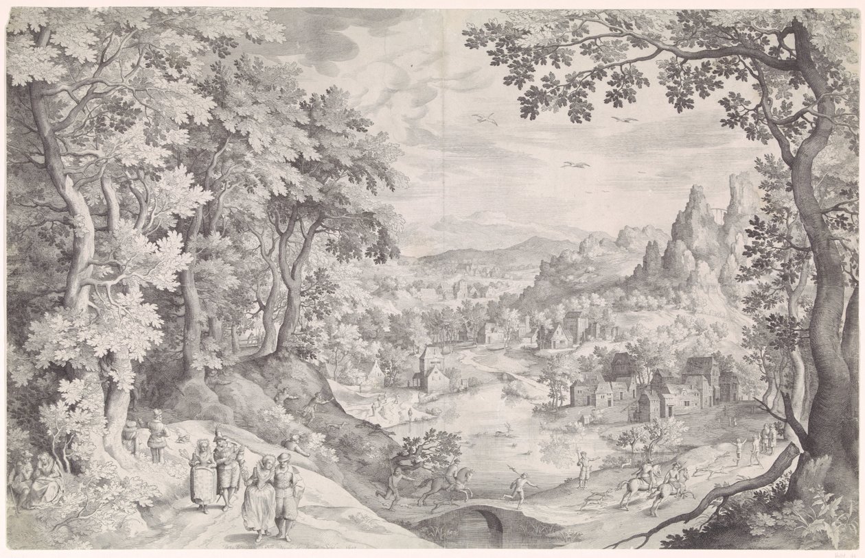 Landschaft mit Hirschjagd von Nicolaes de Bruyn