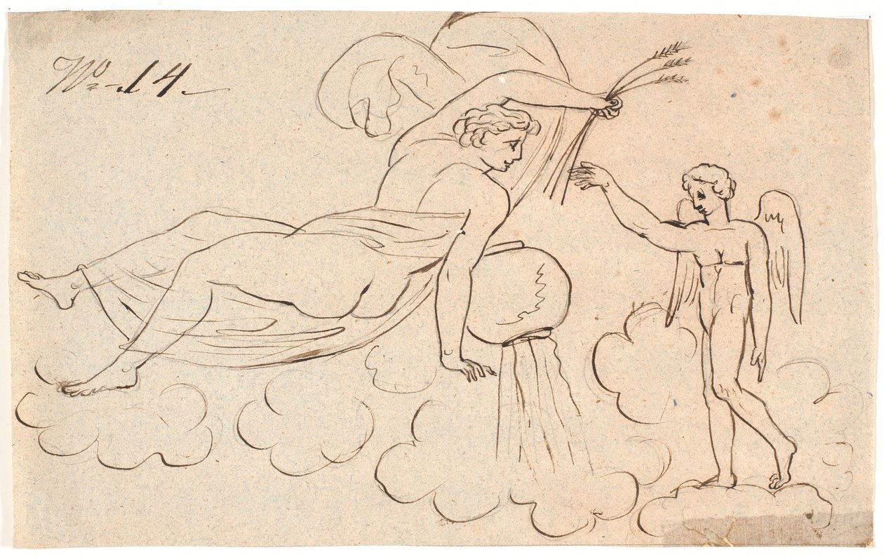 Eros und eine schwebende Frau von Nicolai Abildgaard