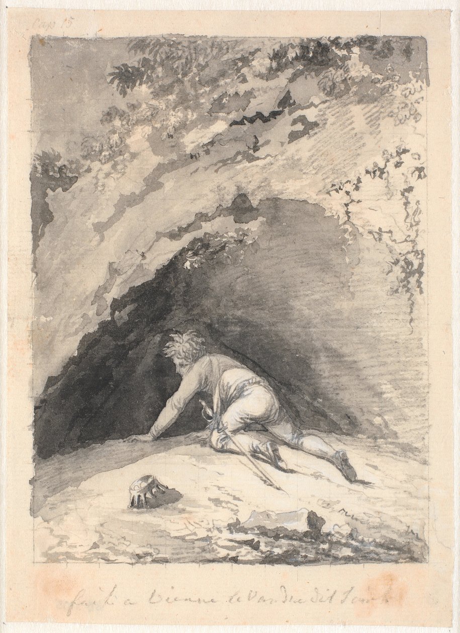 Niels Klim kriecht in die Höhle von Nicolai Abildgaard