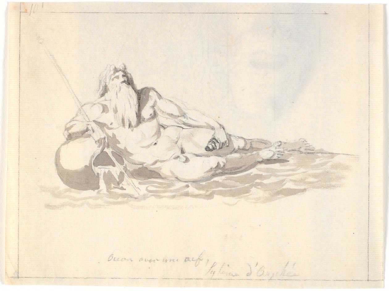 Der Ozean, ein liegender Meeresgott von Nicolai Abildgaard