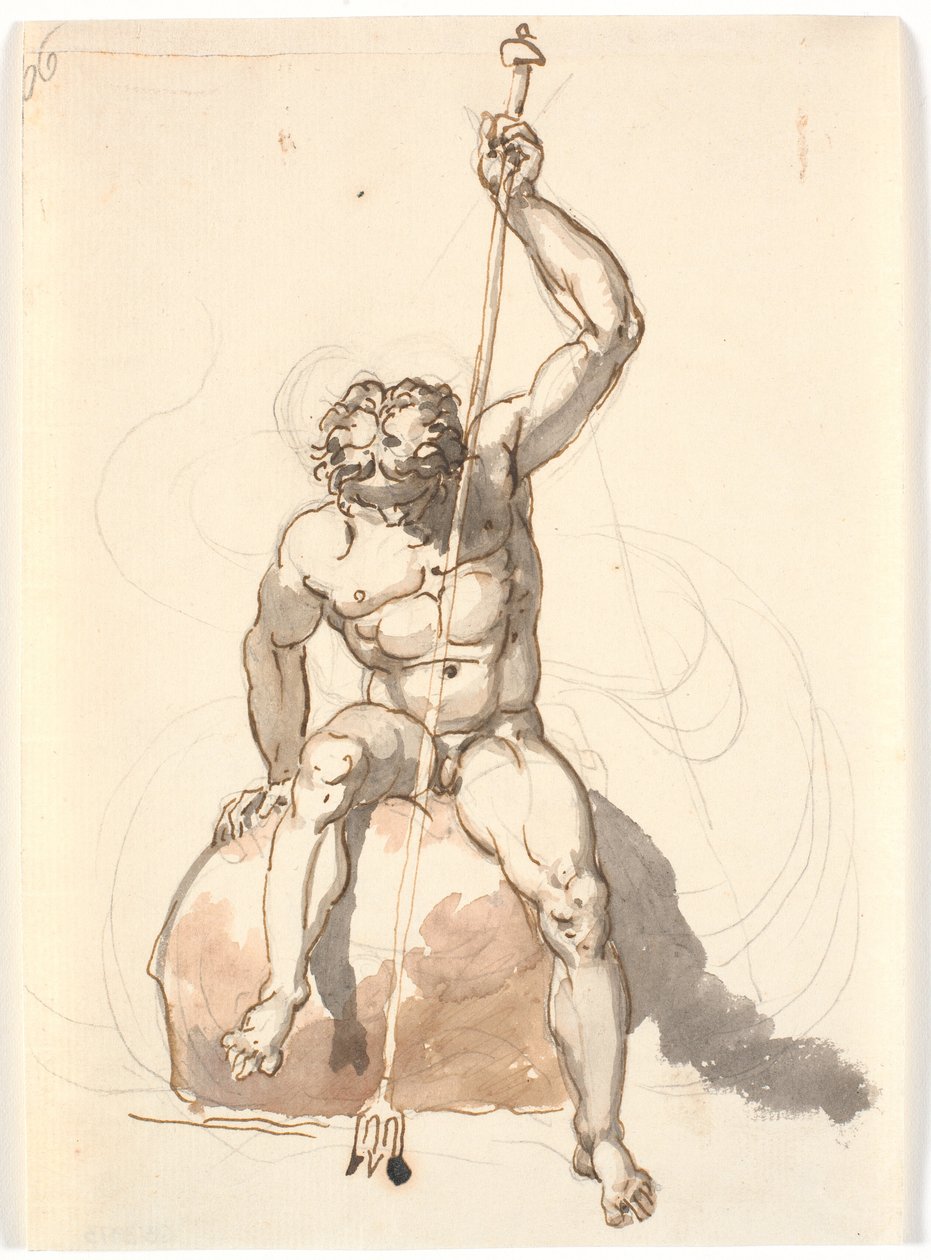 Sitzende Männerfigur mit Dreizack von Nicolai Abildgaard