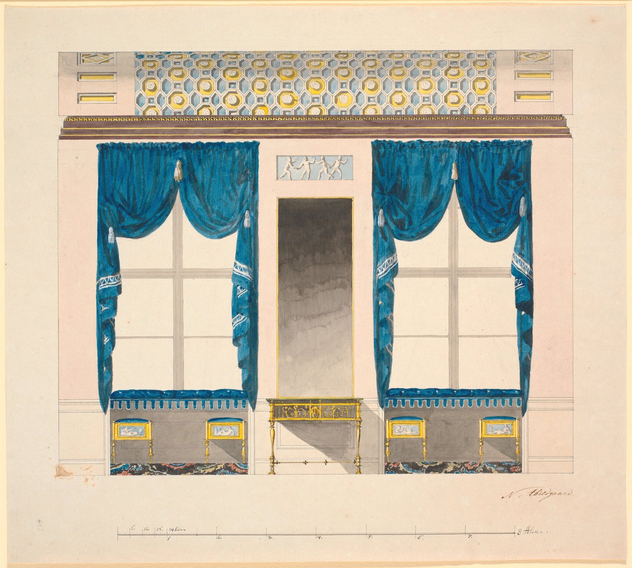 Die Fensterwand im "blauen Kabinett" von Nicolai Abildgaard
