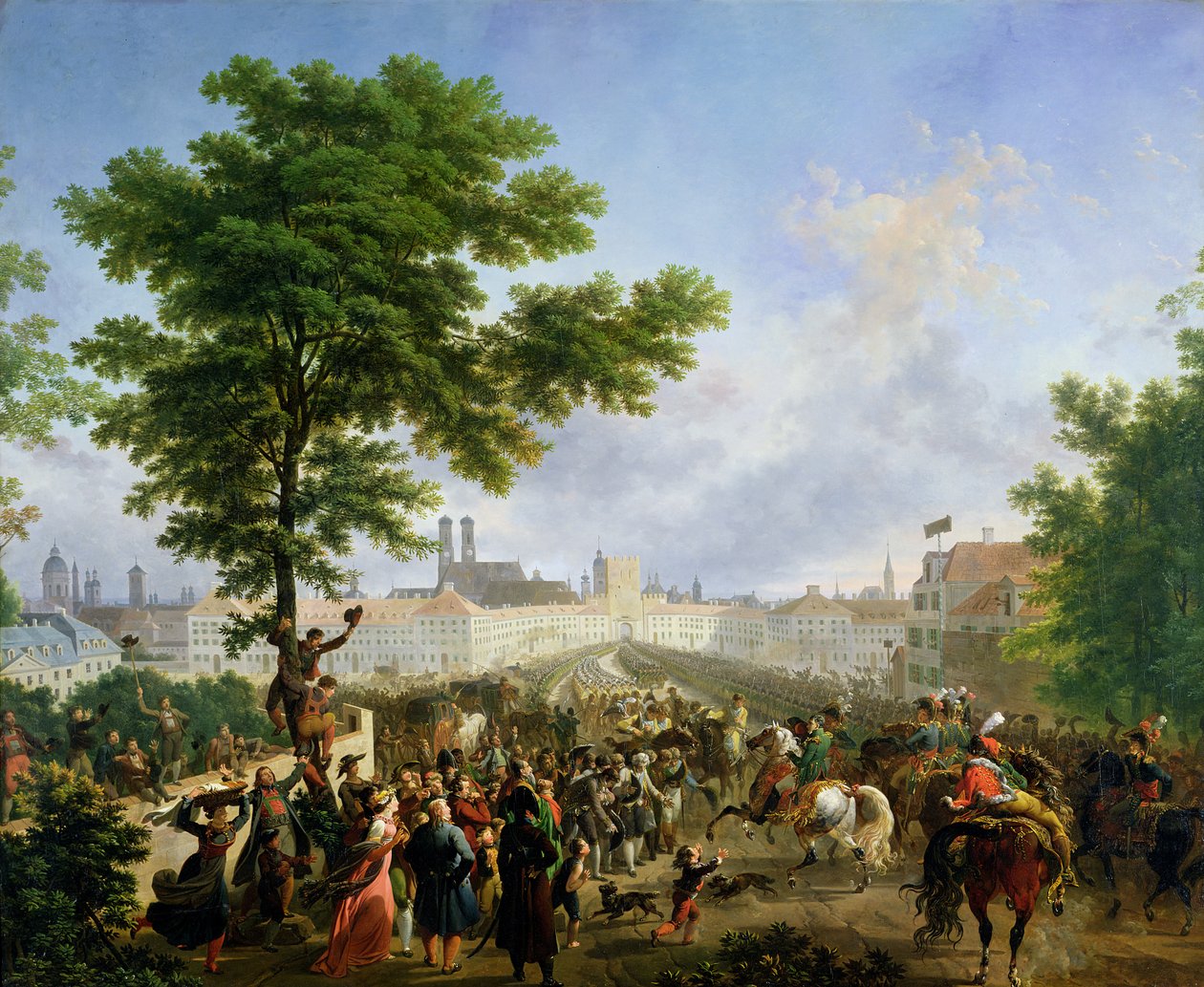 Der Einzug von Napoleon Bonaparte und der französischen Armee in München, 24. Oktober 1805, 1808 von Nicolas Antoine Taunay