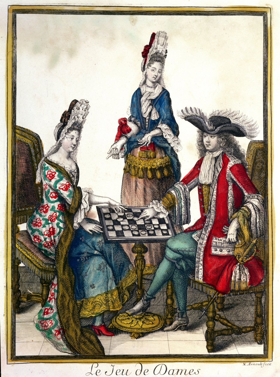Le Jeu de Dames (Dame-Spiel), Ende des 17. Jahrhunderts Anfang des 18. von Nicolas Arnoult
