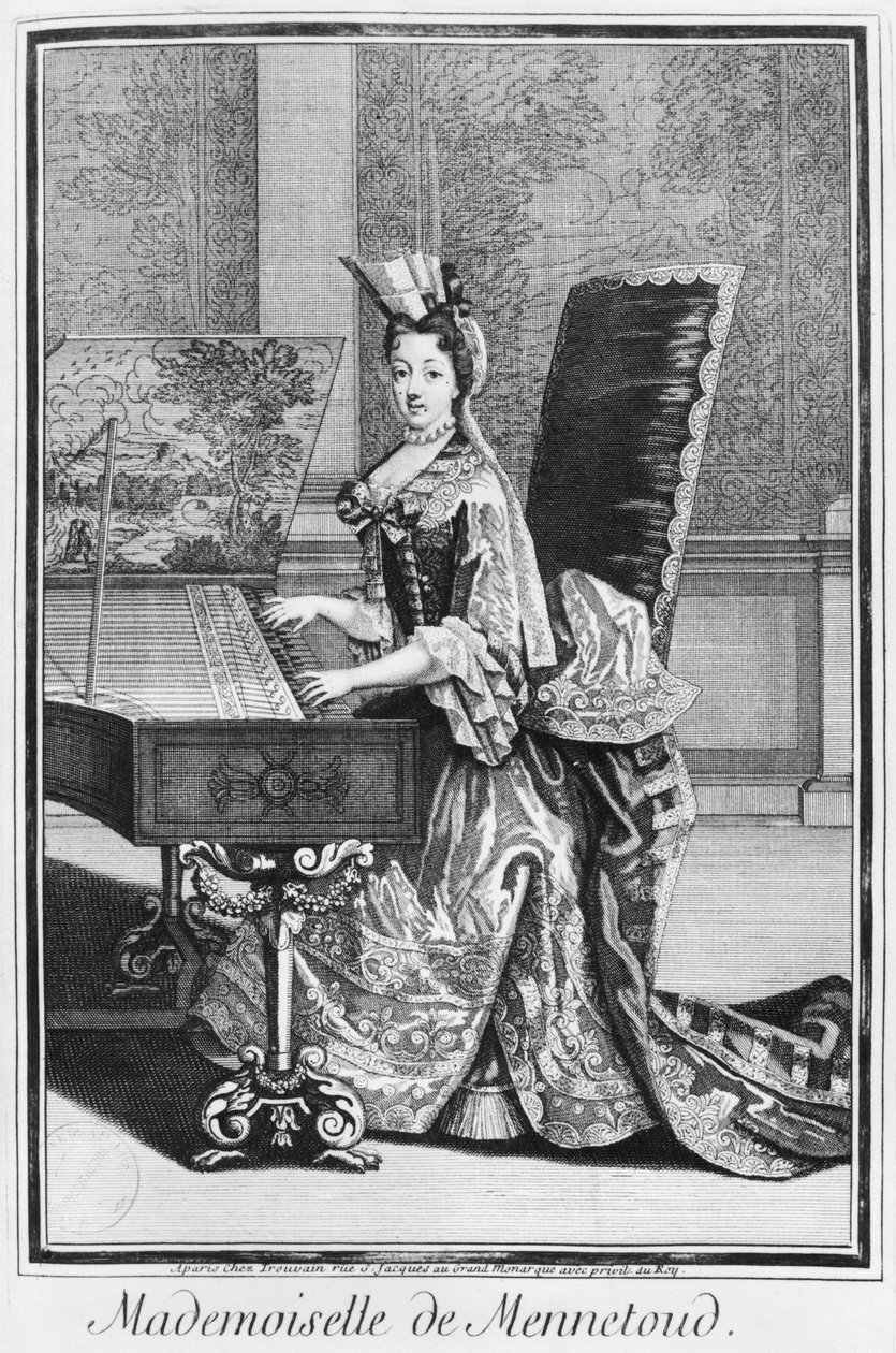 Mademoiselle de Mennetoud spielt das Cembalo von Nicolas Bonnart