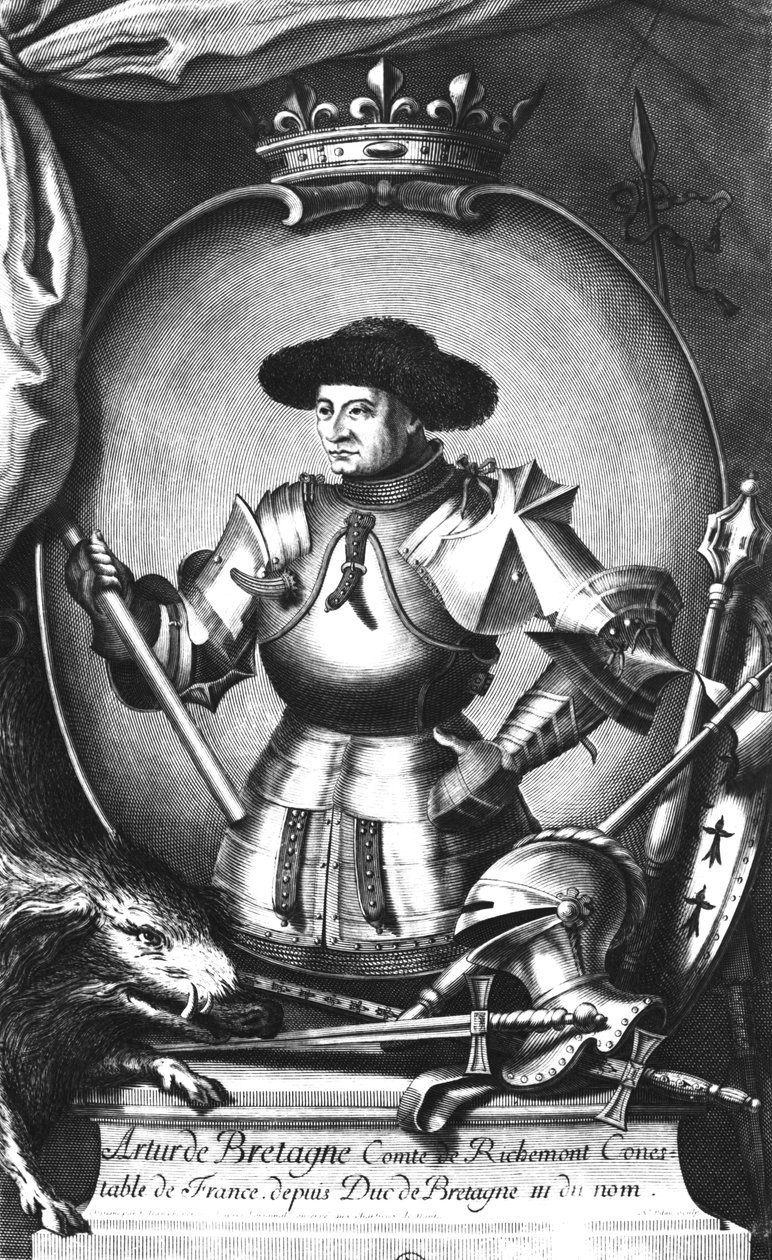 Arthur III. (1393-1458) von der Bretagne, graviert von F.J. Chaperon von Nicolas I, the Elder Pitau
