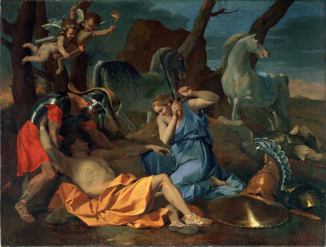 Tancred und Erminia, um 1635 von Nicolas Poussin
