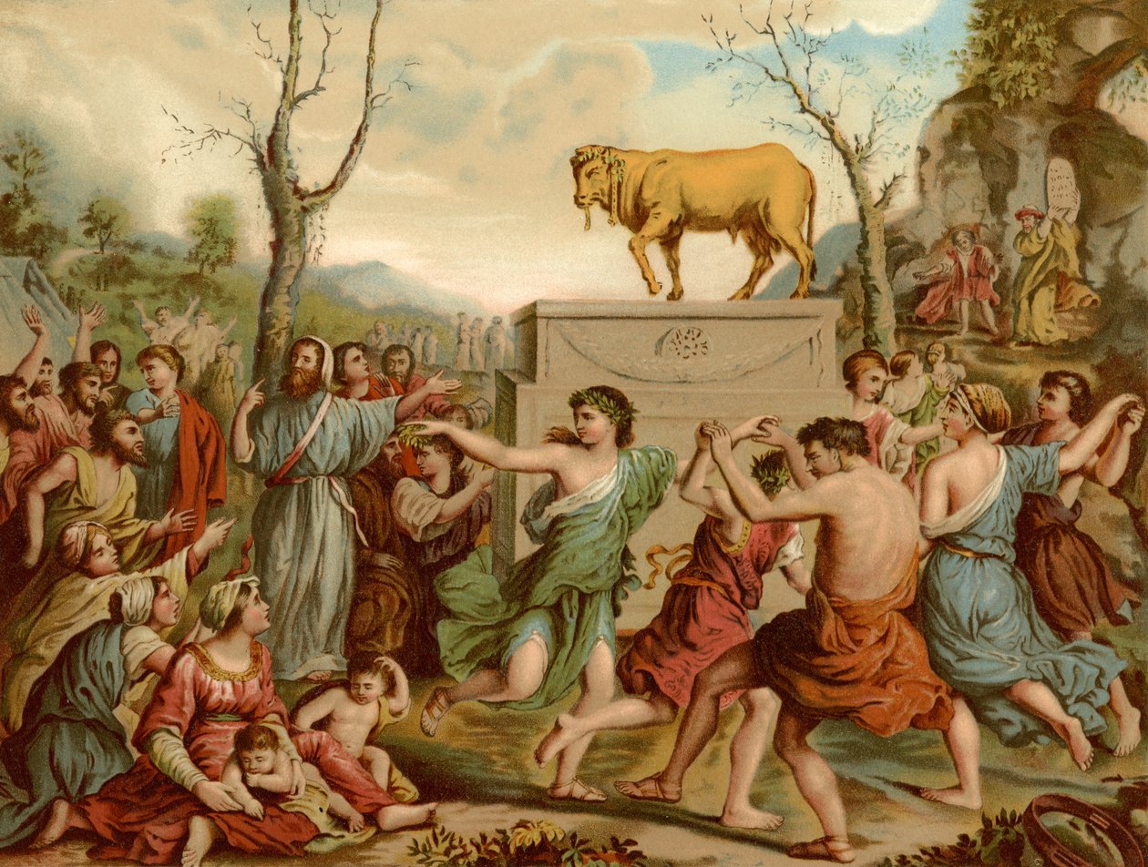 Die Anbetung des Goldenen Kalbs von Nicolas Poussin