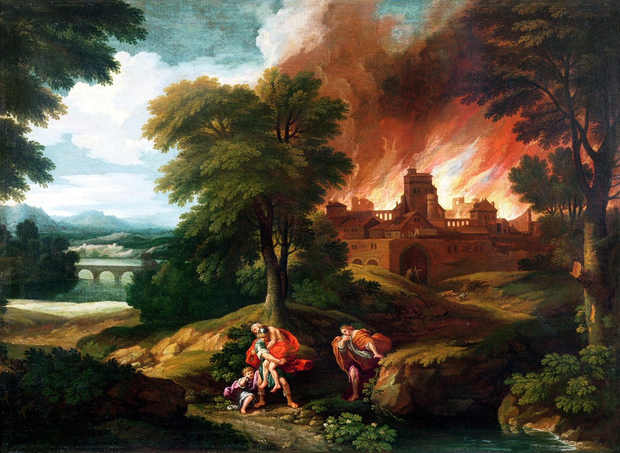 Der Brand von Troja von Nicolas Poussin