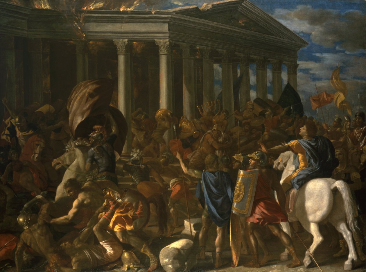 Die Zerstörung und Plünderung des Tempels von Jerusalem von Nicolas Poussin
