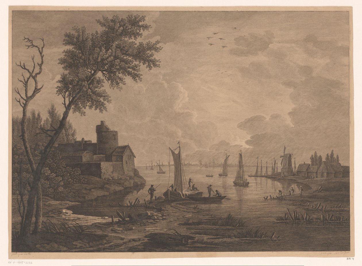 Landschaft mit Fischerbooten von Nicolas Dufour