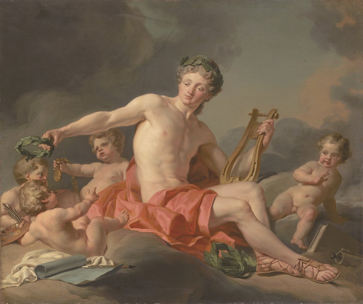Apollo krönt die Künste von Nicolas Guy Brenet
