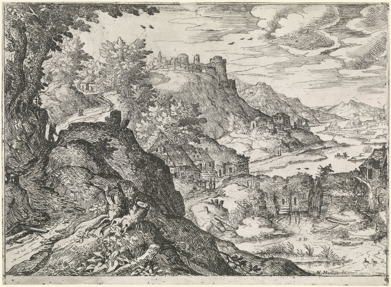 Berglandschaft mit einer Wassermühle von Nicolas Moillon