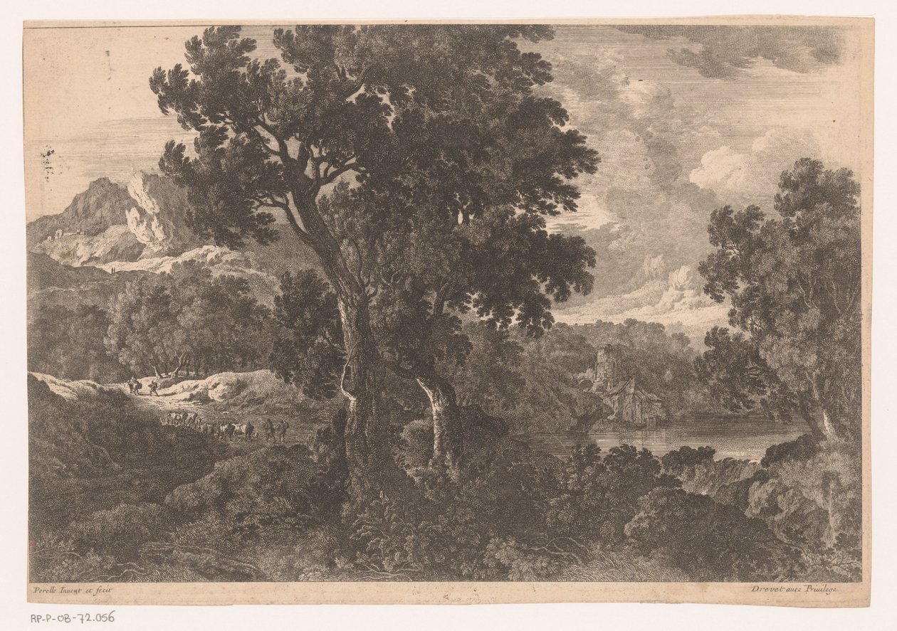 Berglandschaft mit Bäumen von Nicolas Perelle