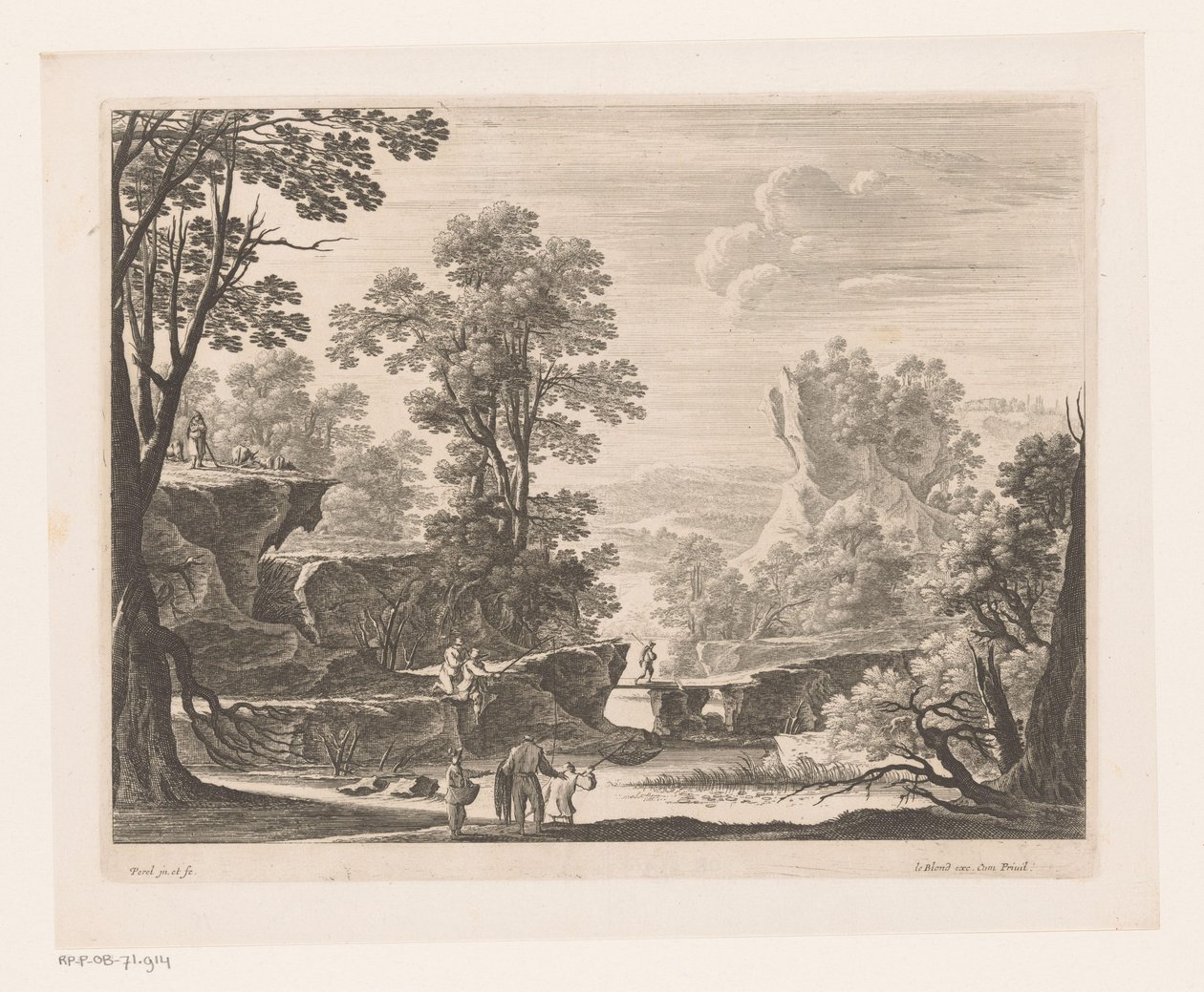 Fischer auf Felsen am Fluss von Nicolas Perelle