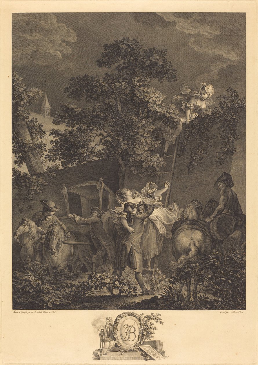 Die nächtliche Entführung von Nicolas Ponce after Pierre Antoine Baudouin