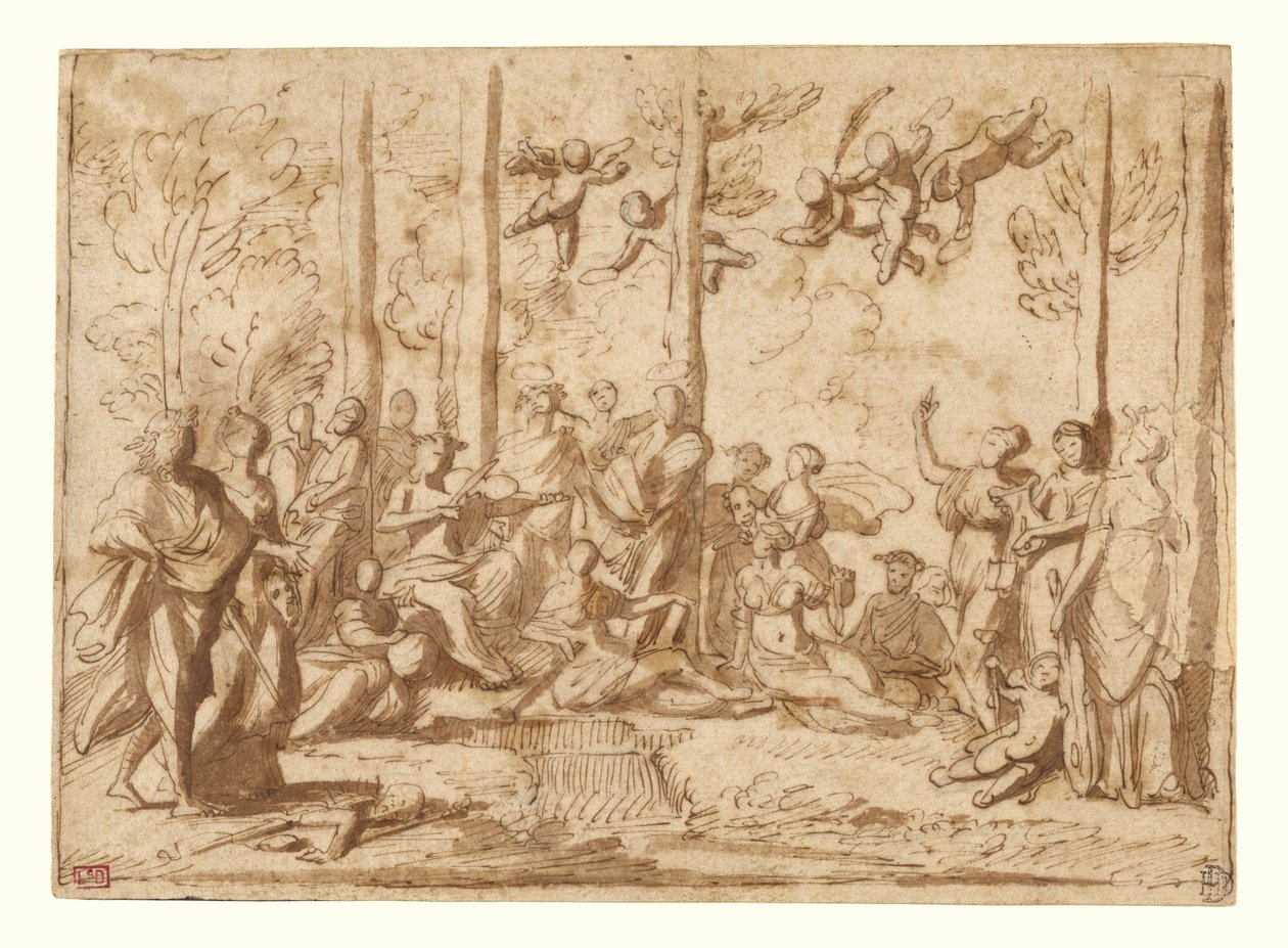 Apollo und die Musen auf dem Berg Parnass von Nicolas Poussin