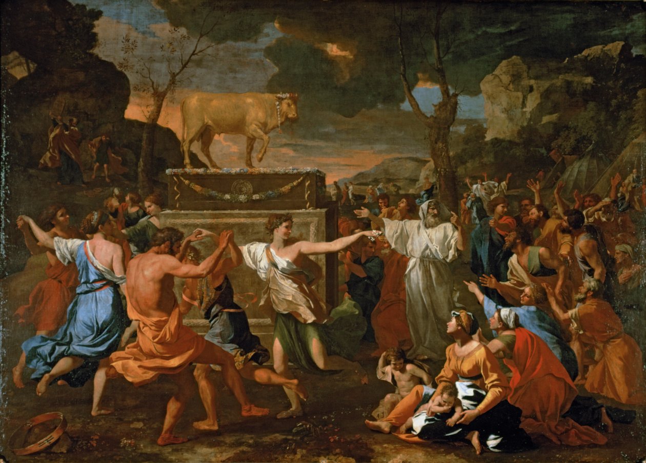 Die Anbetung des Goldenen Kalbs von Nicolas Poussin