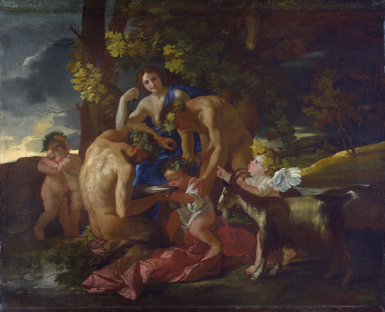 Die Erziehung des Bacchus, ca. 1628-29 von Nicolas Poussin