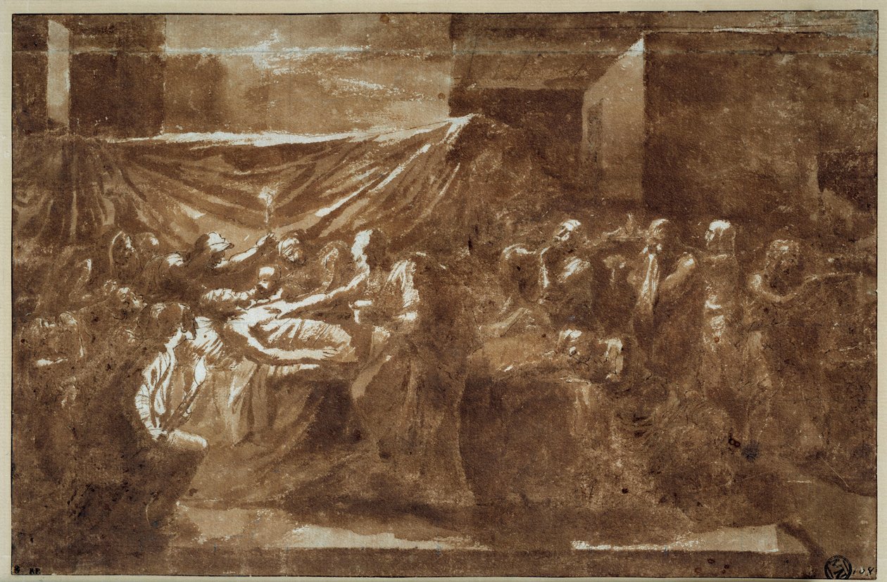 Die letzte Ölung (Zeichnung von Nicolas Poussin) von Nicolas Poussin
