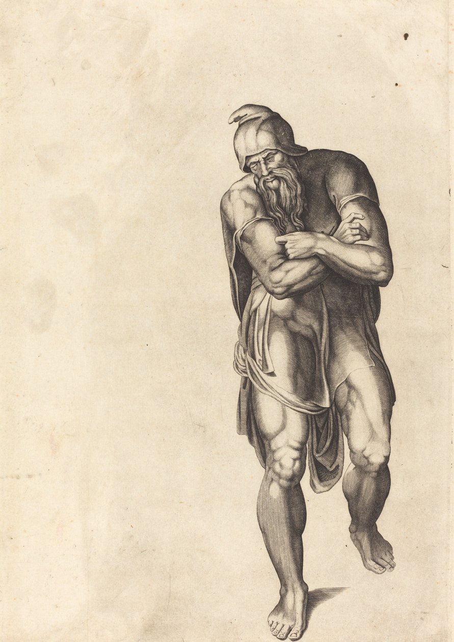 Schreitender Mann von Nicolaus Beatrizet after Michelangelo