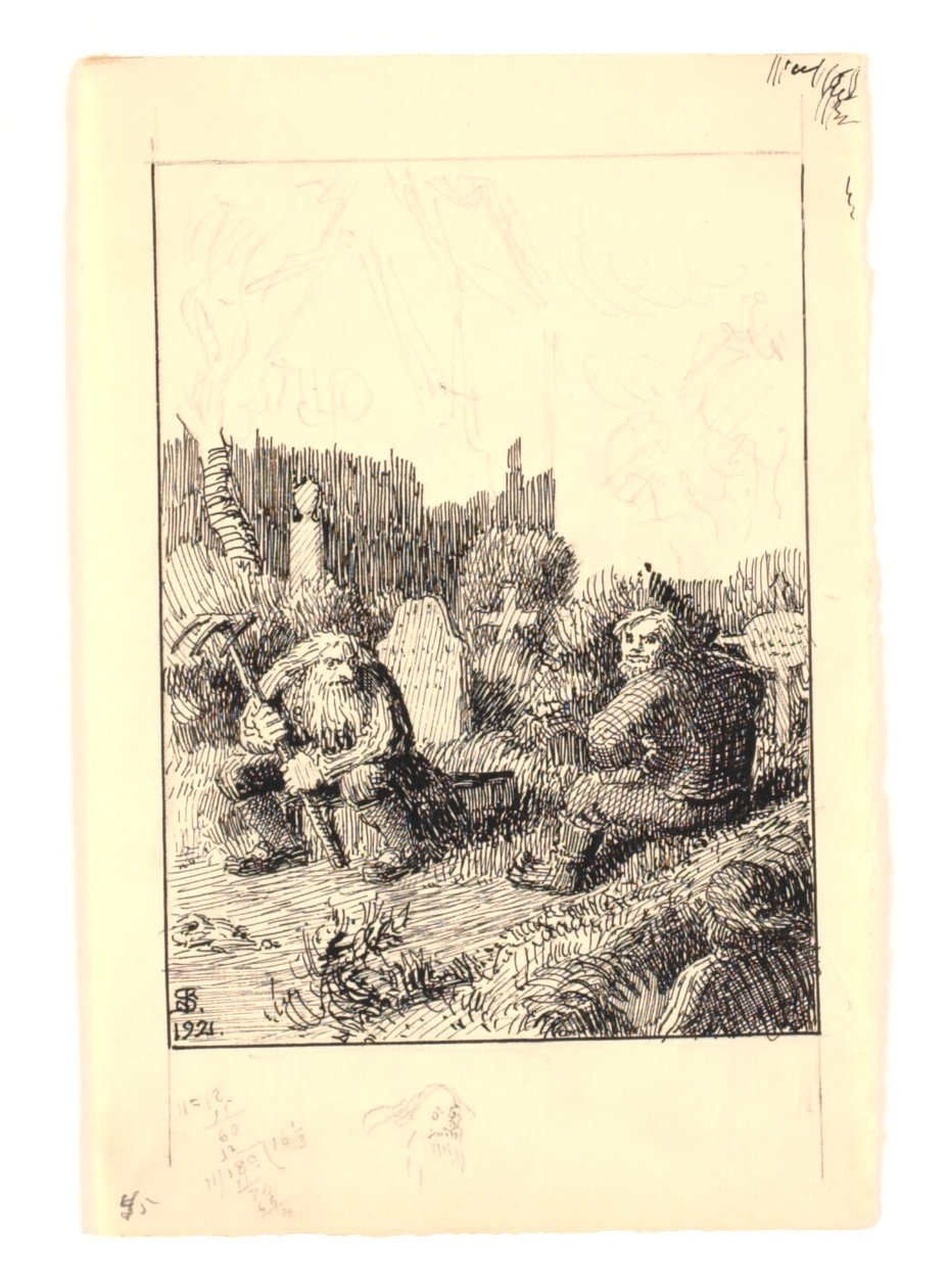 Illustration zu "Strandvarslet und der Kirchengeist" von Niels Skovgaard