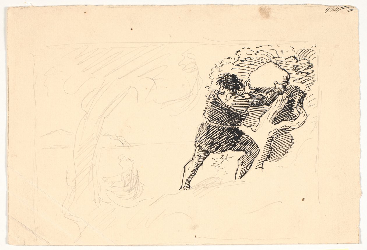 Polyphem wirft Steine auf Odysseus