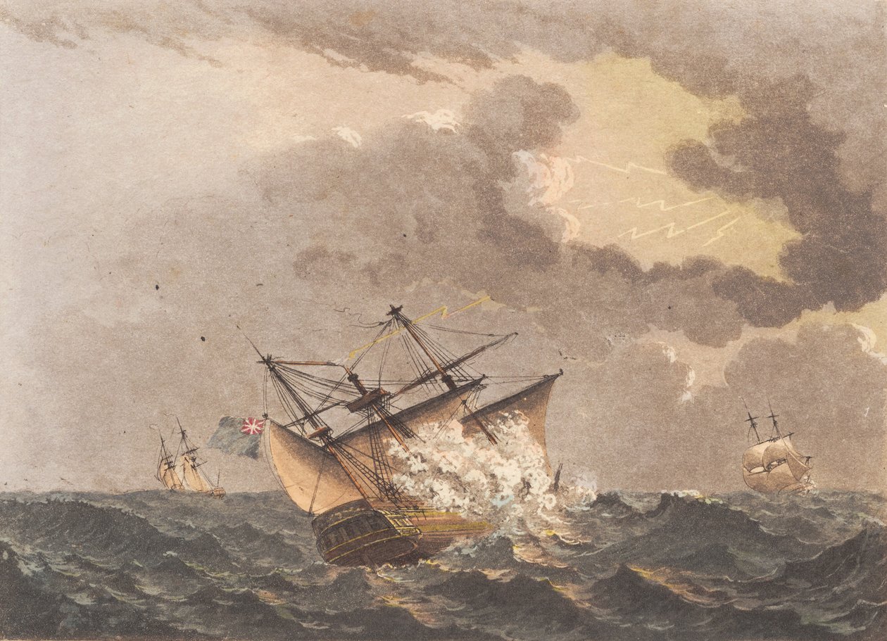 Ein englisches Schiff vom Blitz getroffen von Niels Truslew