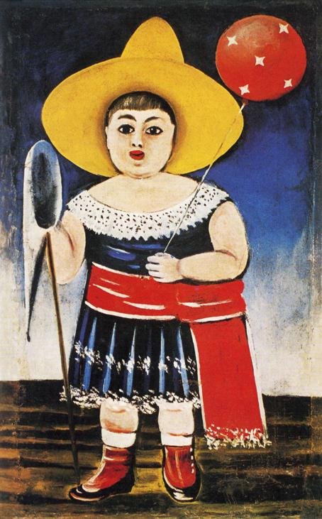 Kleines Mädchen mit gemustertem Ballon von Niko Pirosmani