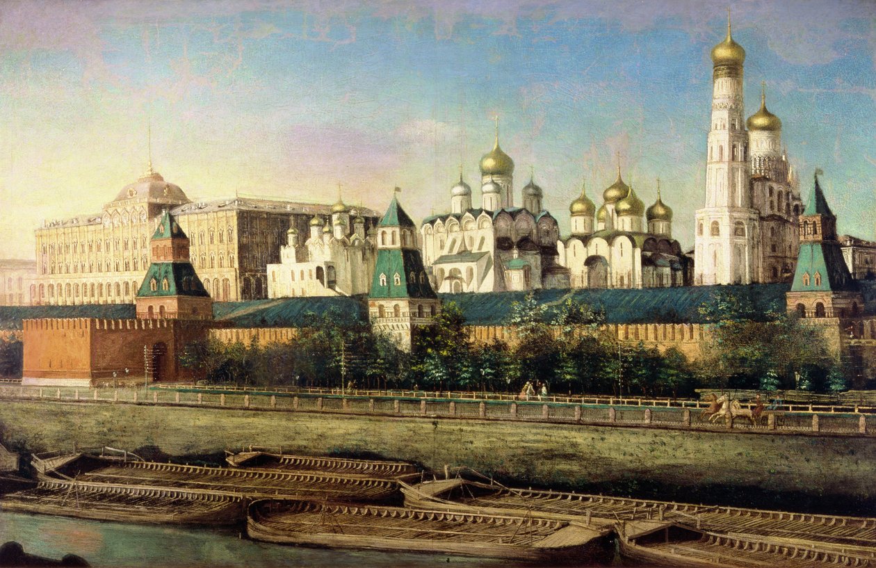 Blick auf den Moskauer Kreml vom Ufer von Nikolai Ivanov Podklutchnikov
