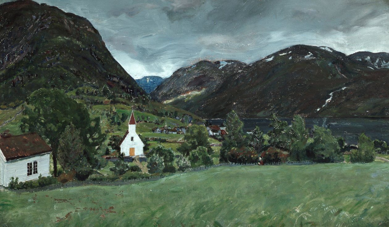 Alhus Pfarrhaus und Kirche von Nikolai Astrup