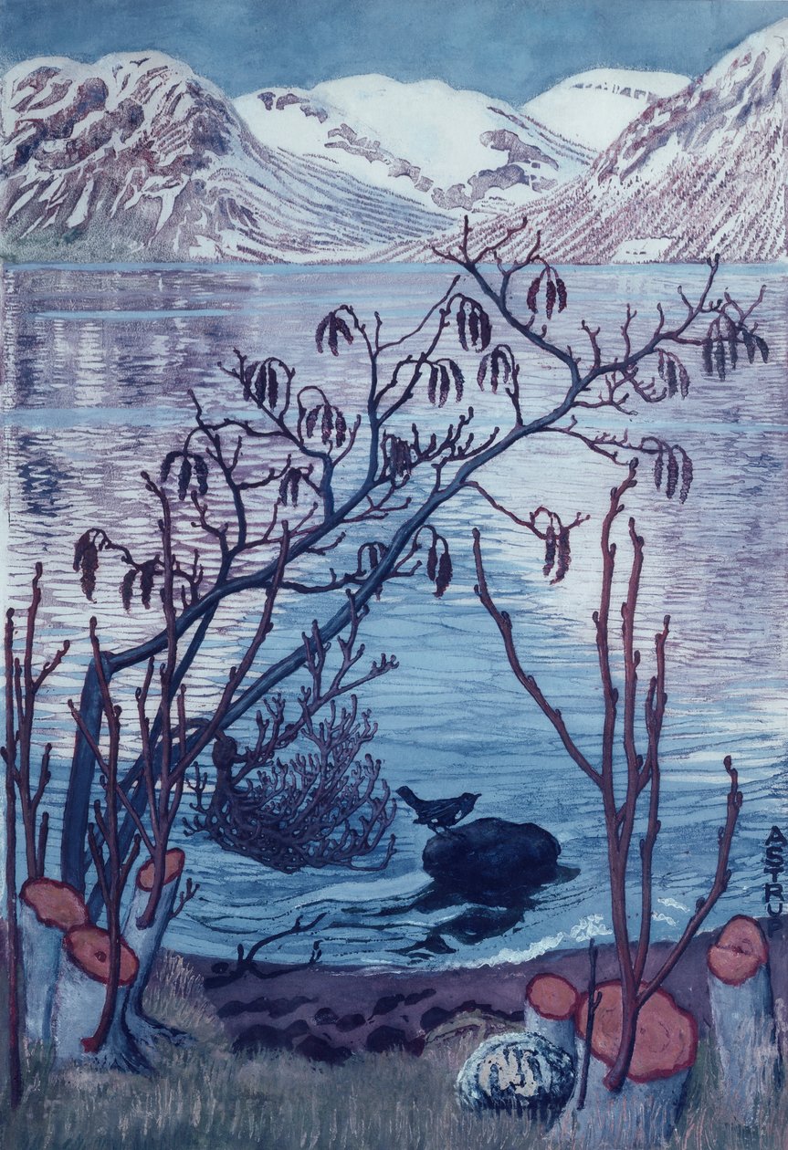 Vogel auf Stein von Nikolai Astrup