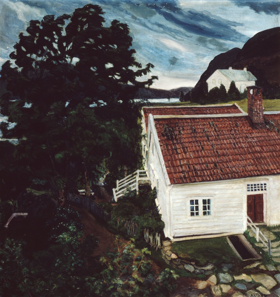 Jølster, neues und altes Pfarrhaus von Nikolai Astrup