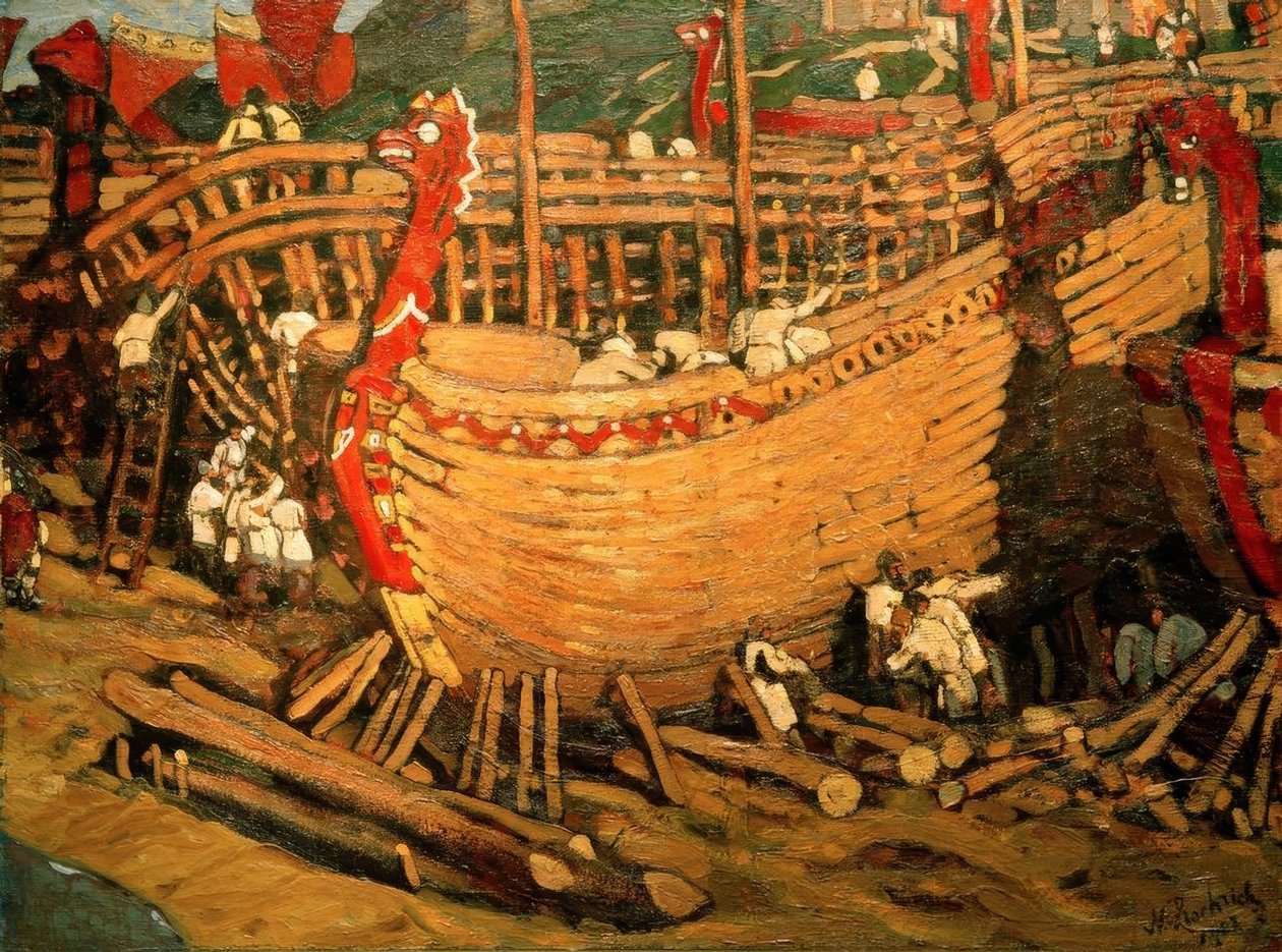 Bau von Schiffen von Nikolai Konstantinowitsch Roerich