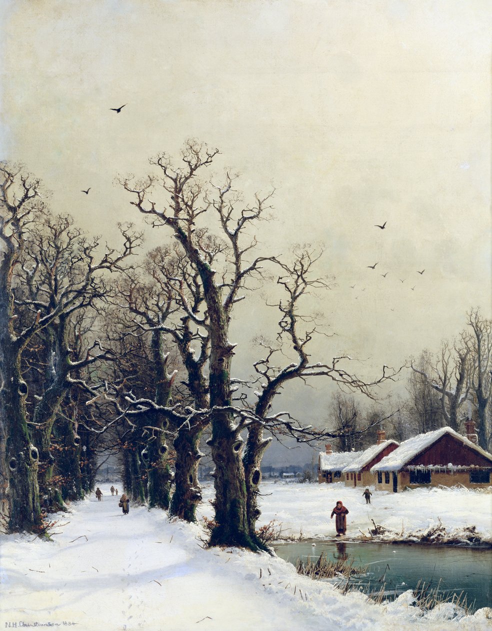 Winterszene, 19. Jahrhundert von Nils Hans Christiansen