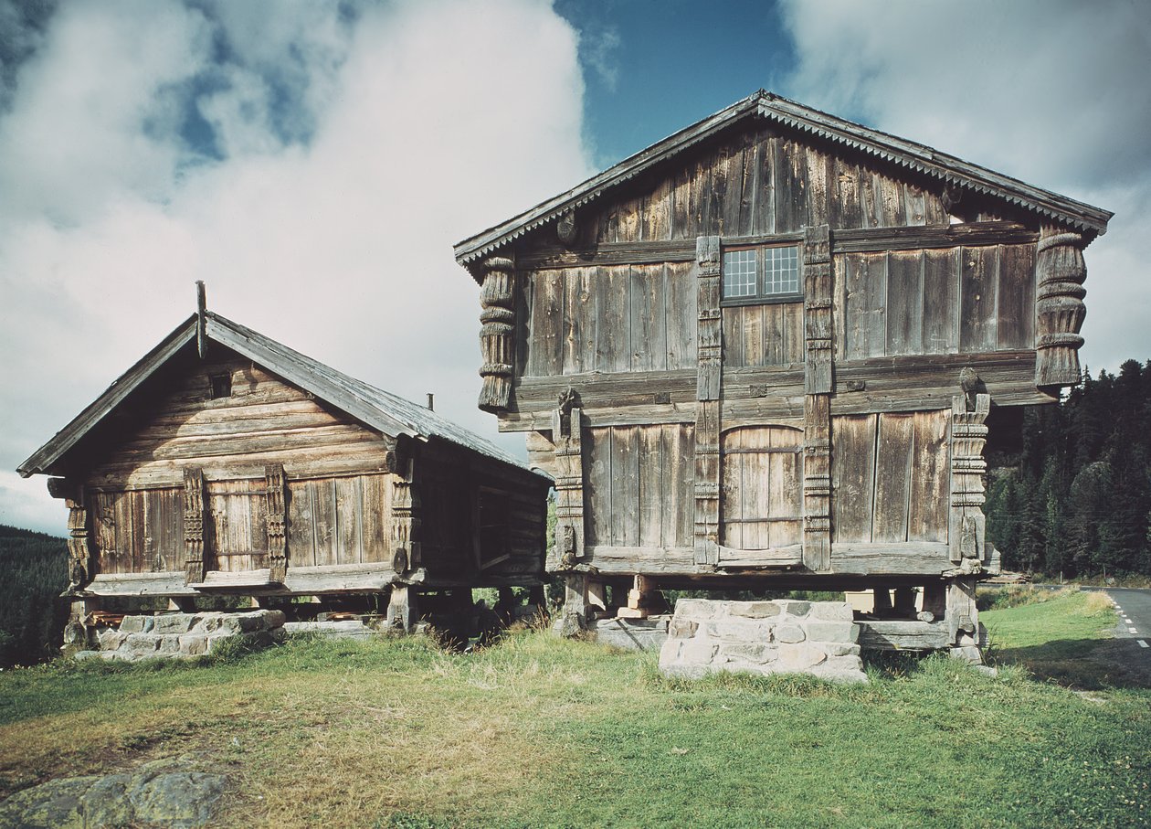 Bauernhäuser, erbaut um 1712 von Norwegian School