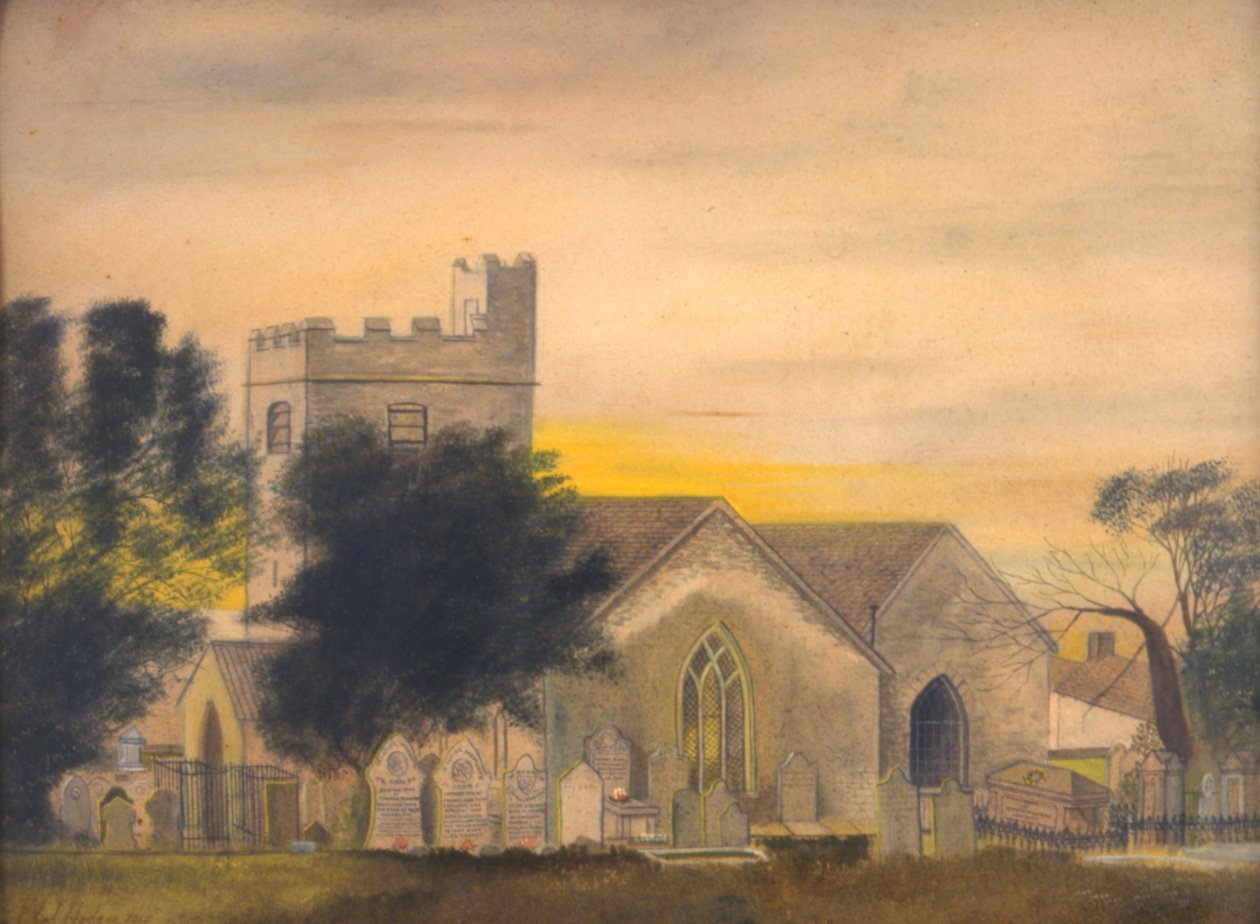 Mynyddislwyn Pfarrkirche, 1915 von Obediah Hodges