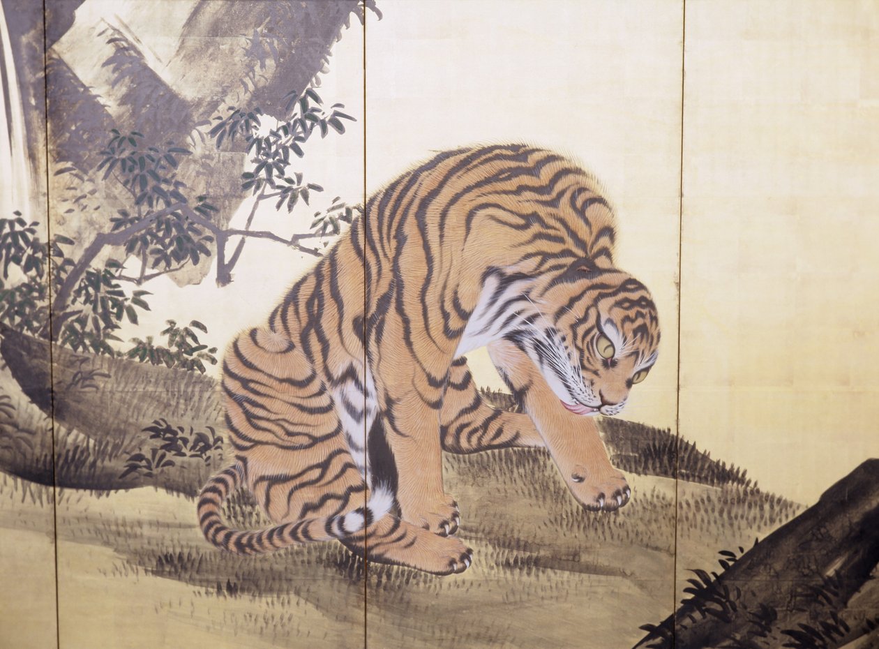 Tiger in einer Landschaft von Obun Kunii