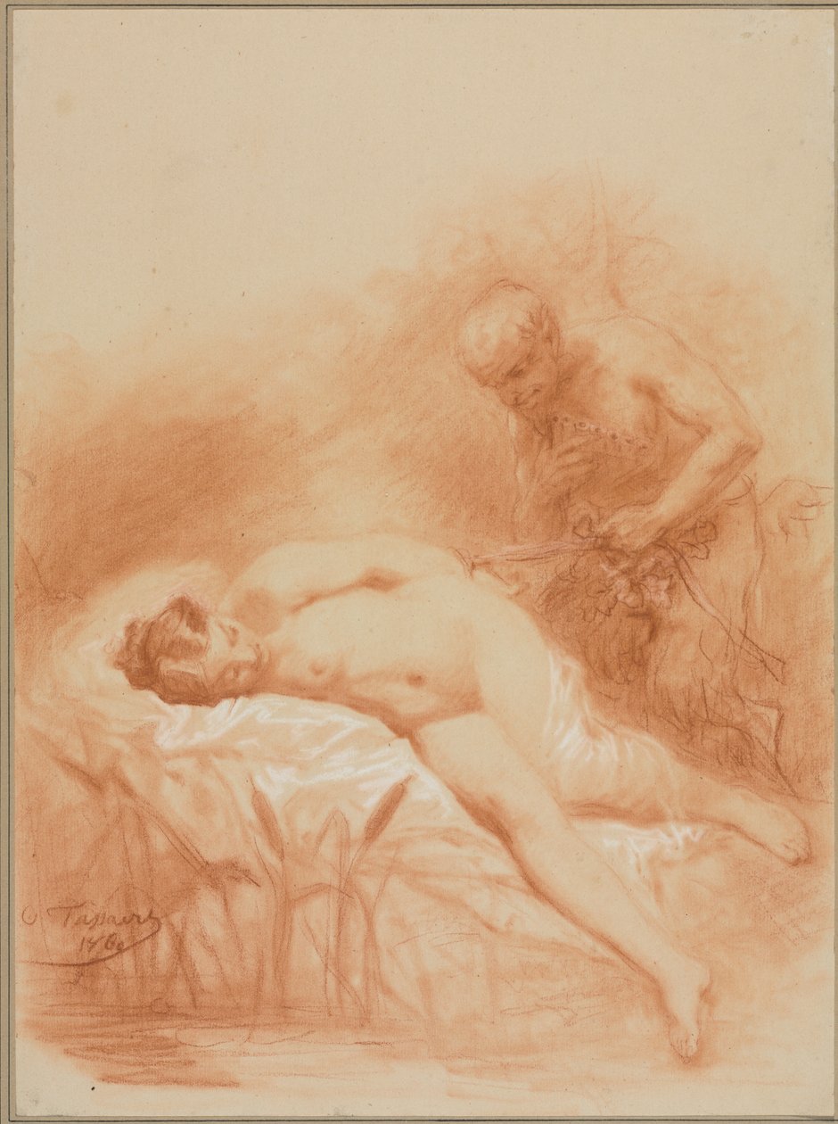 Nymphe und Faun, 1800er von Octave Tassaert