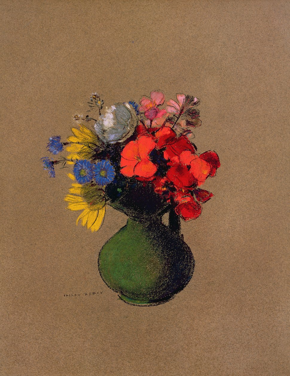 Geranien und Feldblumen von Odilon Redon