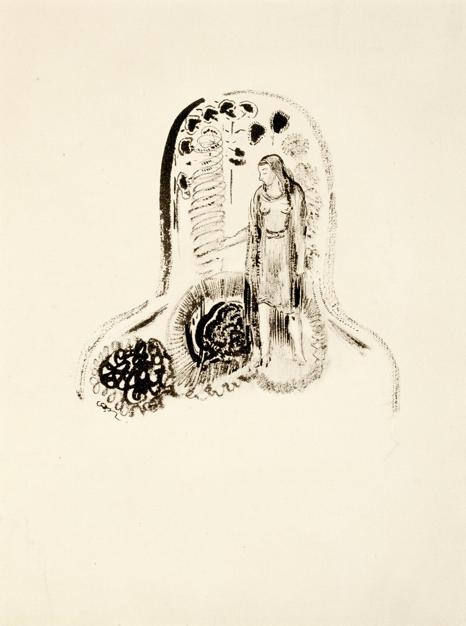 Junges Mädchen in einem Blumengarten, 1896-1900 von Odilon Redon