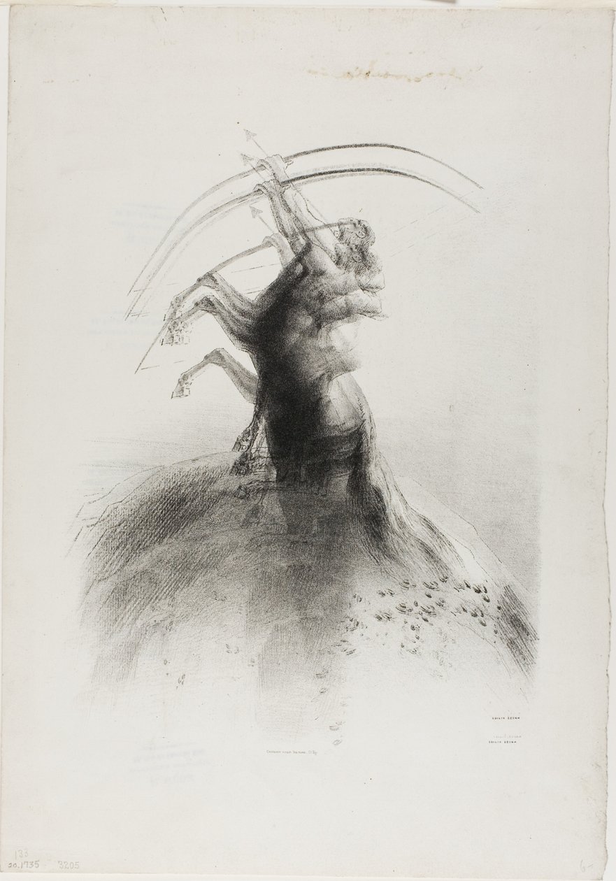 Zentaur zielt auf die Wolken von Odilon Redon