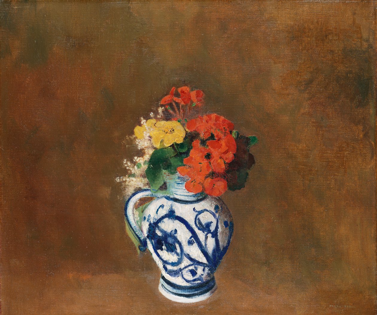Blumen in einer blauen Vase, um 1900 von Odilon Redon