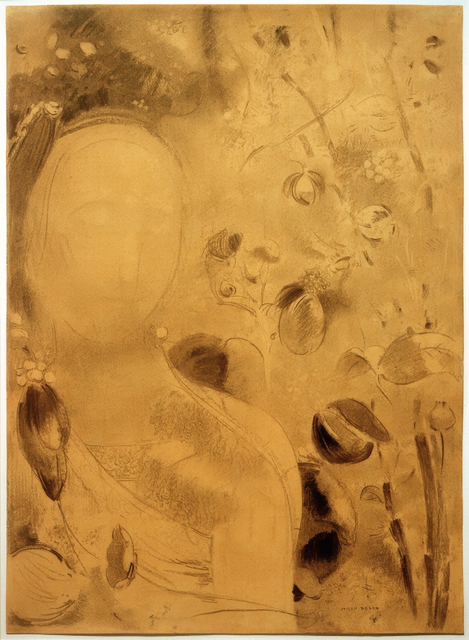 Der Traum, Blumen und Gesicht von Odilon Redon