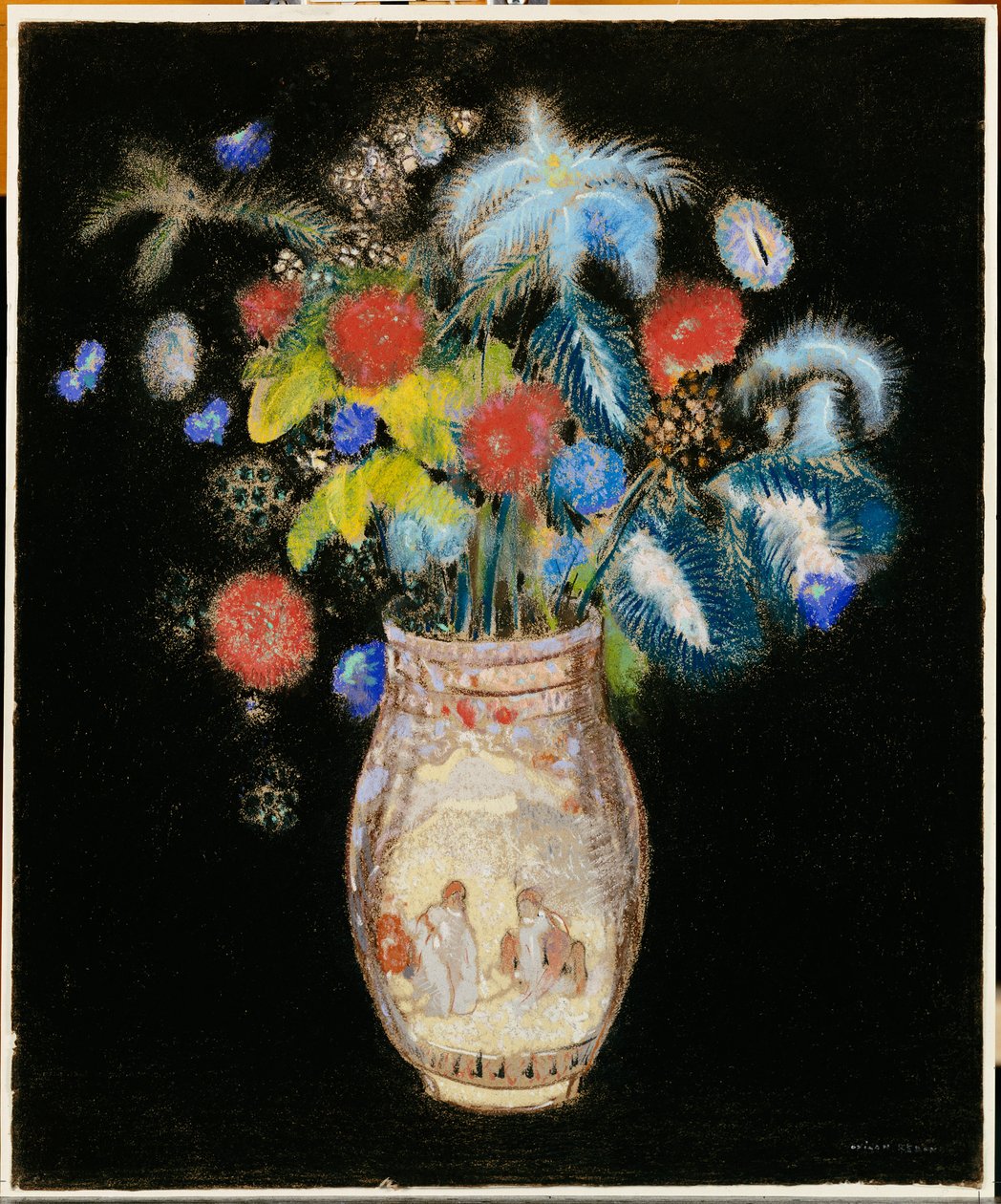 Großer Blumenstrauß auf schwarzem Hintergrund, ca. 1910 von Odilon Redon