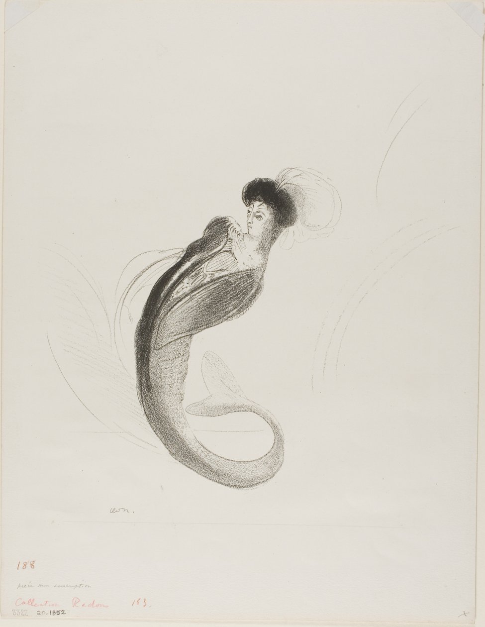 Unbetitelte Probelithographie von Odilon Redon